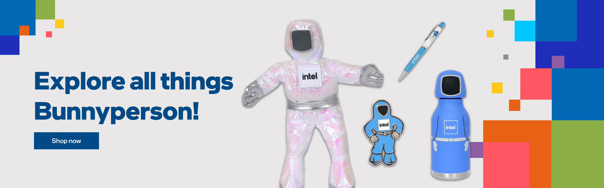 Hero banner featuring various Bunnyperson products. There is also text that reads: Explore all things Bunnyperson! - Shop now.